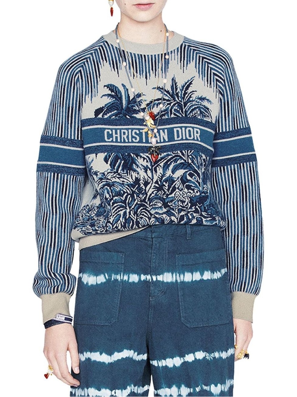 Blue Tropical Logo Knit Sweater